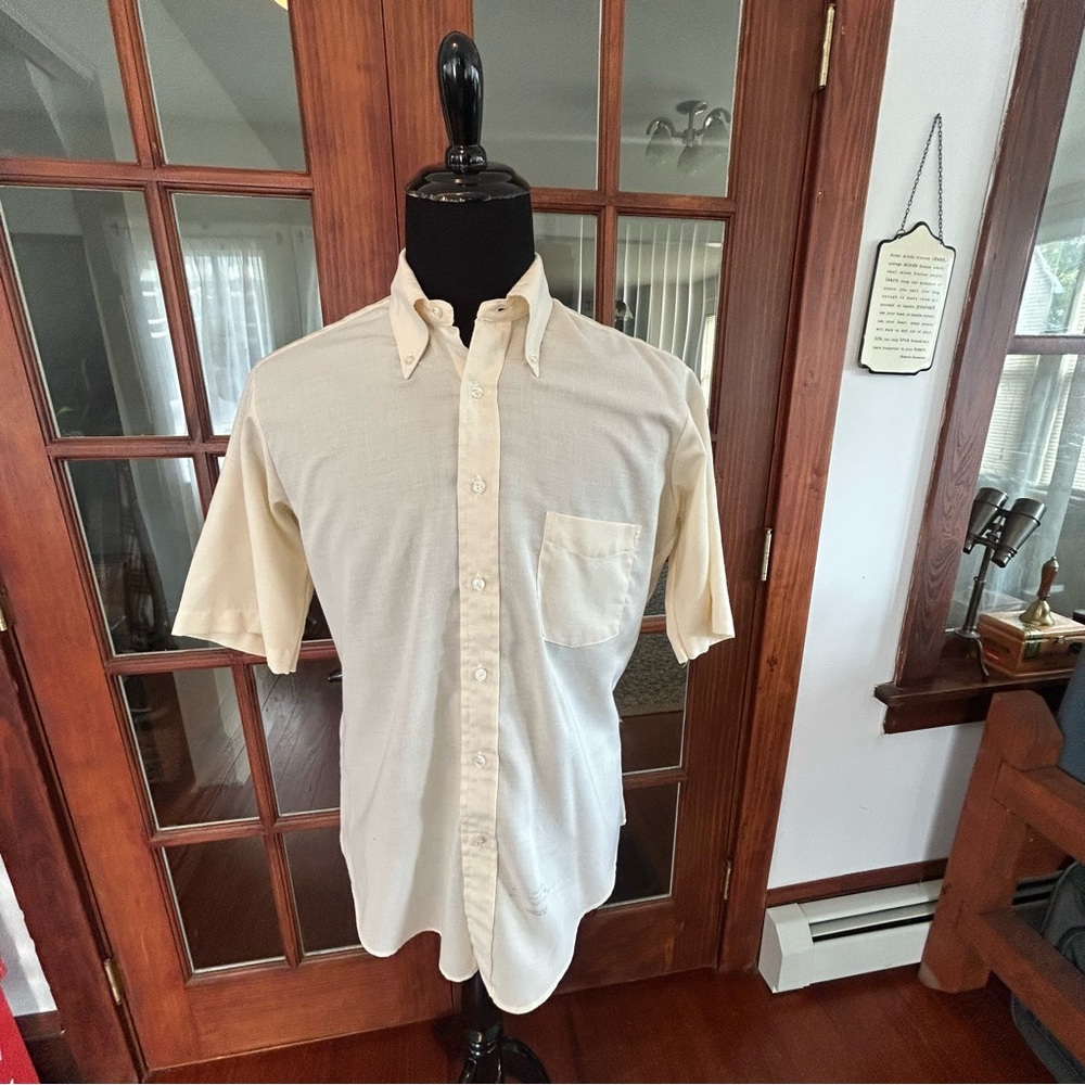 Vintage 1970s Sears Golden Comfort Button Up Shirt Size 16 Retro Office